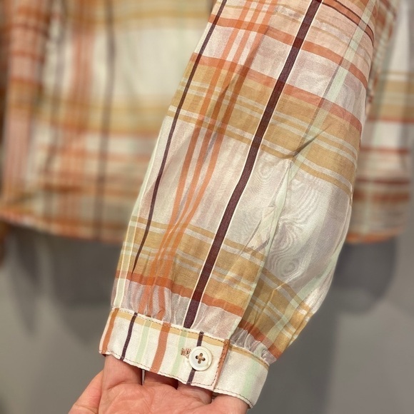 NWT Anthropologie Pink/Rose Plaid Current Air Polly Long Sleeve Blouse Size XS - Picture 6 of 9